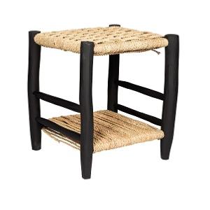 Tabouret Marocain en bois peint en noir 45cm