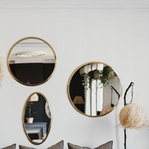 Miroir Rond 70cm, Laiton