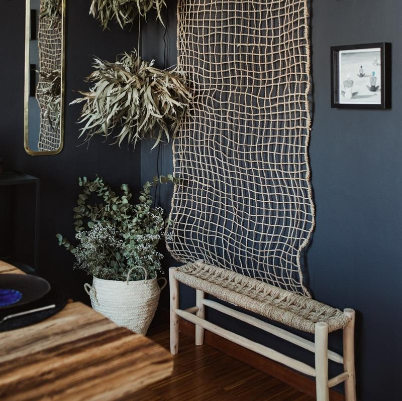 Banc Étroit en Bois et Corde