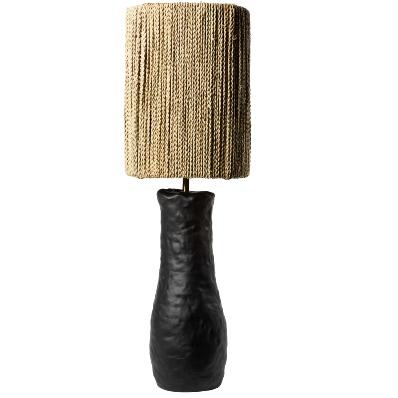 Lampe à Poser - Céramique Noir et Corde