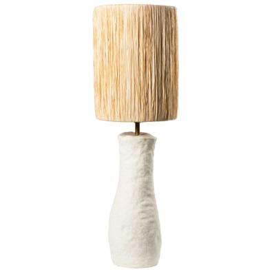 Lampe  Poser - Cramique Blanche et Raphia