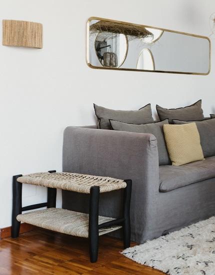 Banquette 90 cm, Double Tressage, Noir