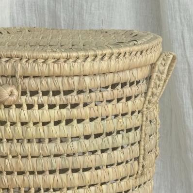 Panier à linge rond en osier avec couvercle