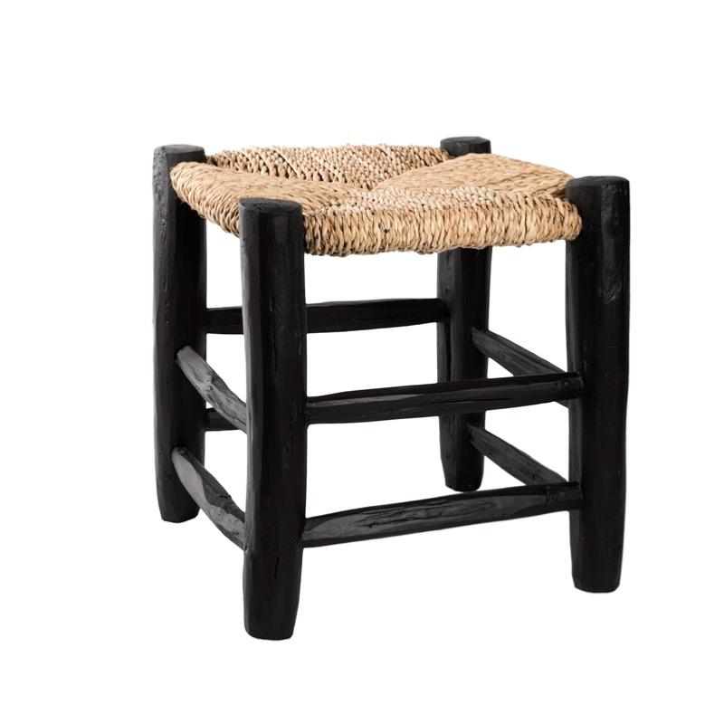 Tabouret Marocain en Bois Noir