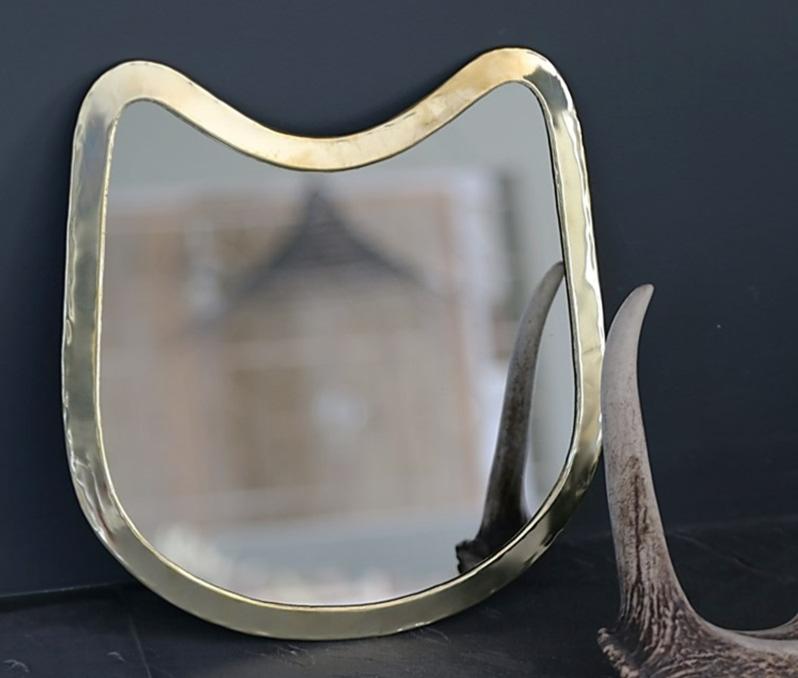 Miroir en Laiton Doré X Cat 28cm