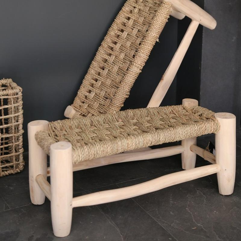 Petit Banc en bois brut et corde