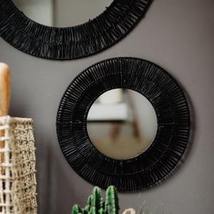 Miroir en Raphia M, Noir