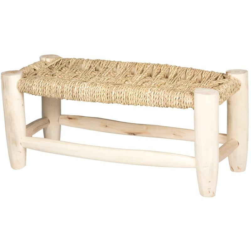 Petit Banc en bois brut et corde