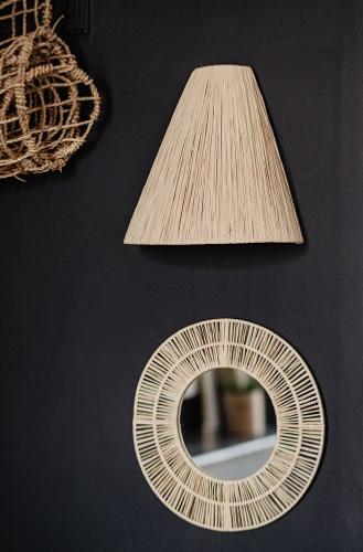 Miroir en Raphia M, Naturel