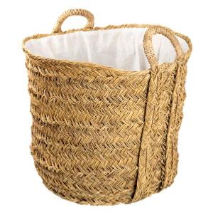Panier à linge Tressé en Alfa, Intérieur en toile