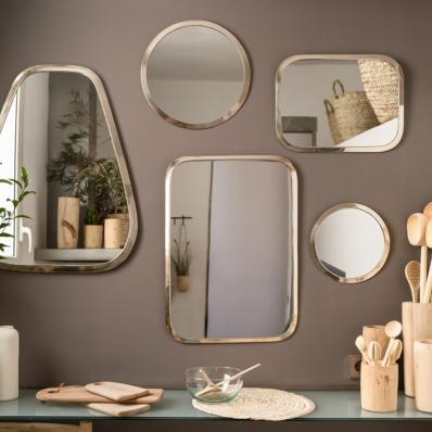 Miroir Rectangulaire Arrondi en Maillechort Fait Main