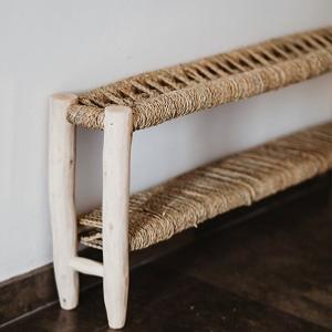 Banc avec rangement en bois et corde