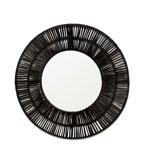 Miroir en Raphia M, Noir