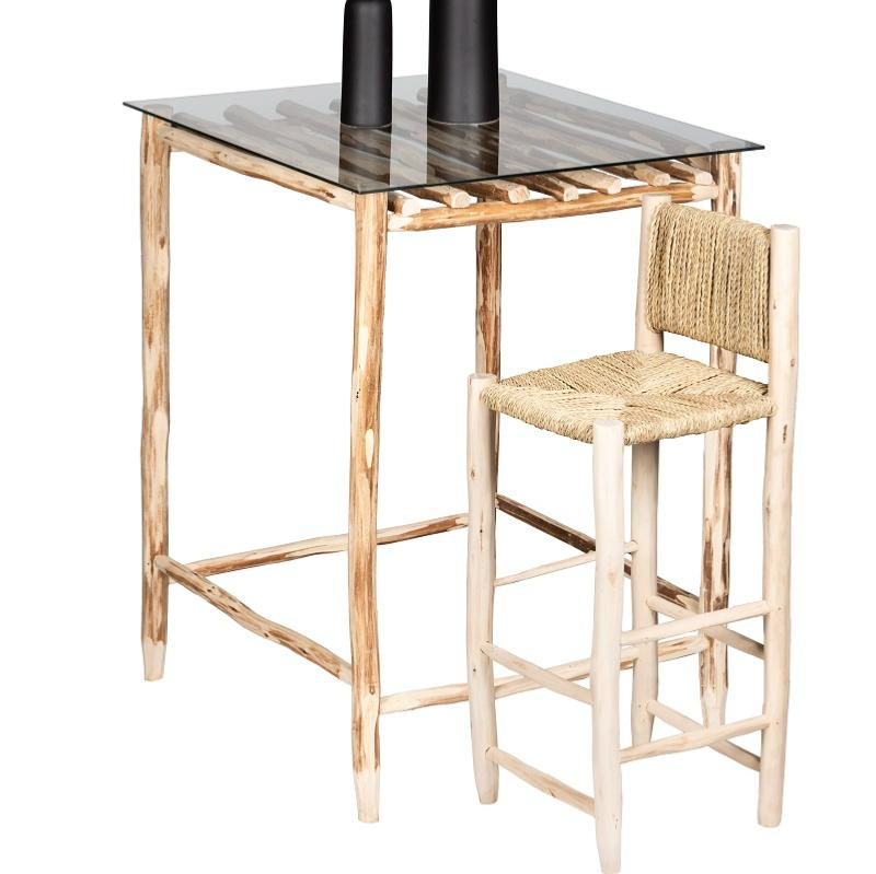 Tabouret de bar en bois brut H 75cm