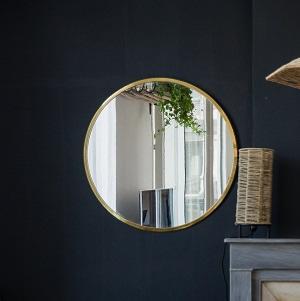 Miroir Rond en Laiton Dor 