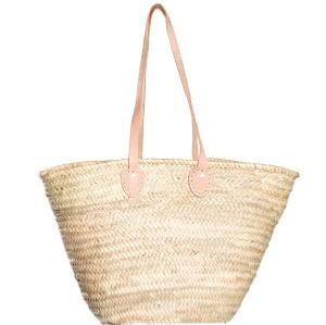 Basket - Wicker & Leather, L