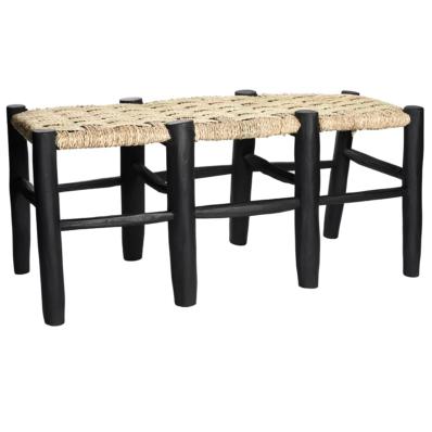 Banc Noir Tressé en Corde