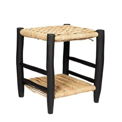 Tabouret Étagère en Bois Noir