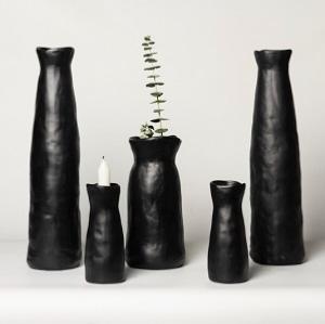 Vase / Bougeoir en céramique Shok, Noir