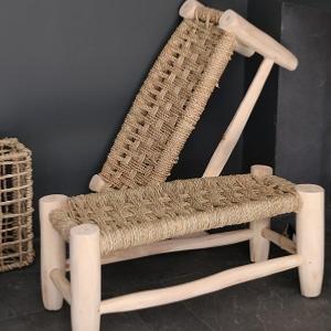 Petit Banc en bois brut et corde