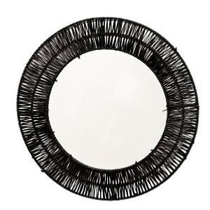 Miroir en Raphia L, Noir