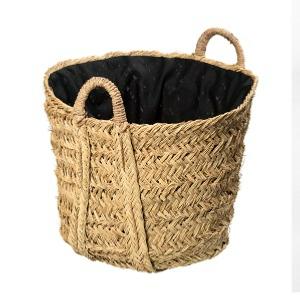 Panier tressé en Alfa L & BLACK TEXTILE