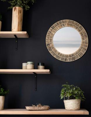 Miroir Tressé en Raphia Naturel - 53cm