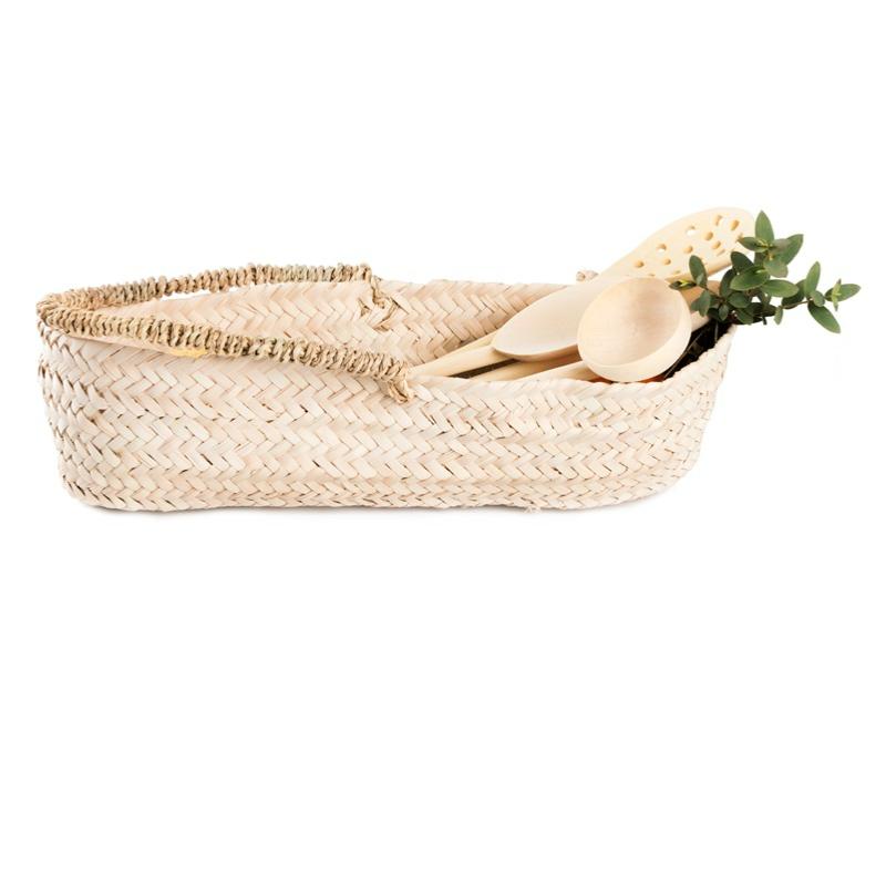 Panière tressée en feuille de palmier L