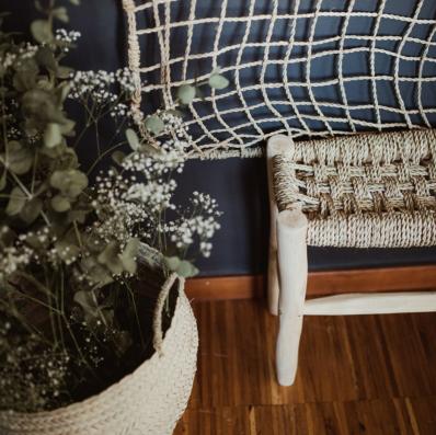 Banc Étroit en Bois et Corde