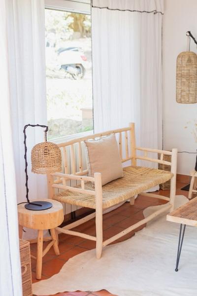 Fauteuil en bois tress en feuille de palmier