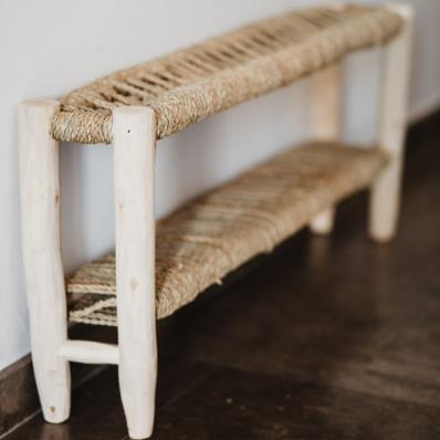 Banc Avec Rangement en Bois et Corde