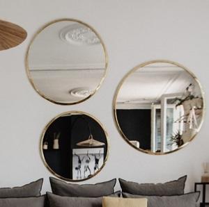 Miroir Rond 80cm, Laiton