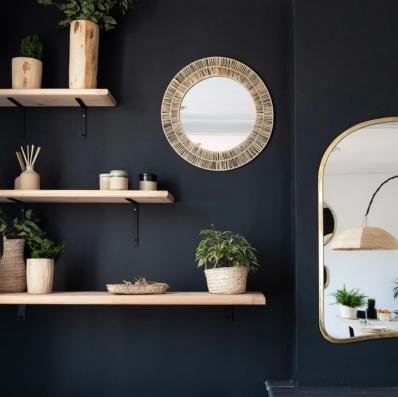Miroir Tressé en Raphia Naturel - 53cm