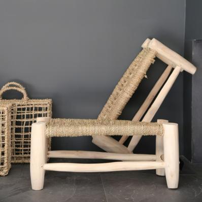 Petit Banc en bois brut et corde