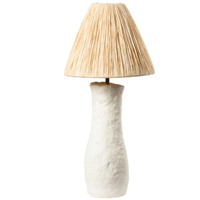 Lampe  Poser - Cramique Blanche et Raphia