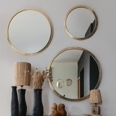 Miroir en Laiton Dor Rond KATAC