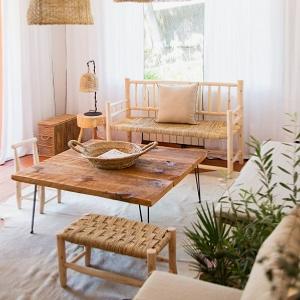 Fauteuils et Banquettes en bois, tresss en Fibre Naturelle