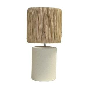 Lampe à poser en céramique , abat-jour en Raphia naturel