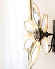 Applique miroir LULE fleur laiton doré 30cm vue de profil - création Cosydar