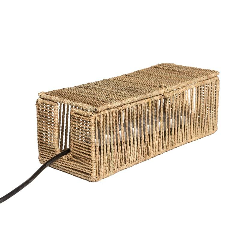 Boîte rangement câbles tressée fibres naturelles style bohème minimaliste