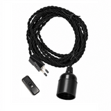 Kit Eléctrico 3 m para Enchufar – Cable Textil Trenzado y Portalámparas E27 Liso | 4 Colores