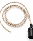 Suspension électrique 1,50 m câble textile torsadé écru lin, douille E27 lisse noire – Cosydar