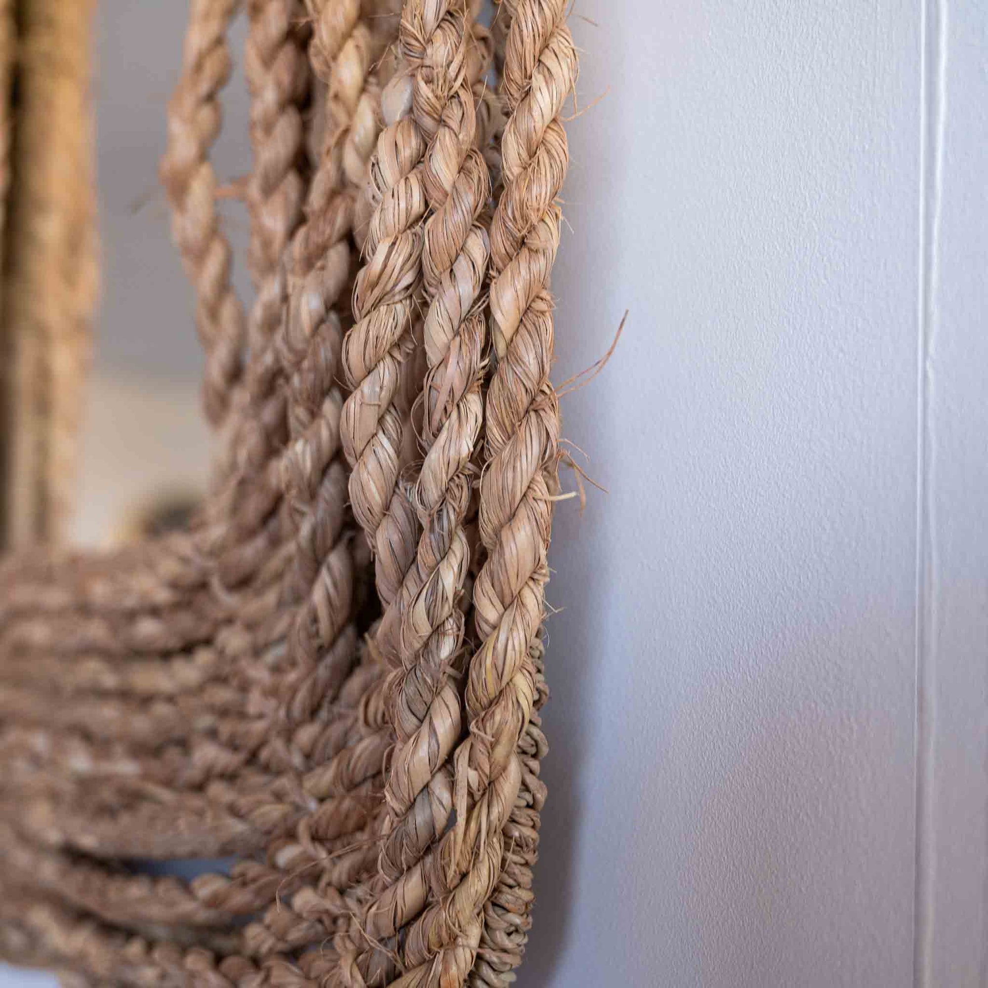 Miroir Rectangulaire Grosse Corde Tressée 70x52cm - Style Bohème Artisanal - COSYDAR - DECO