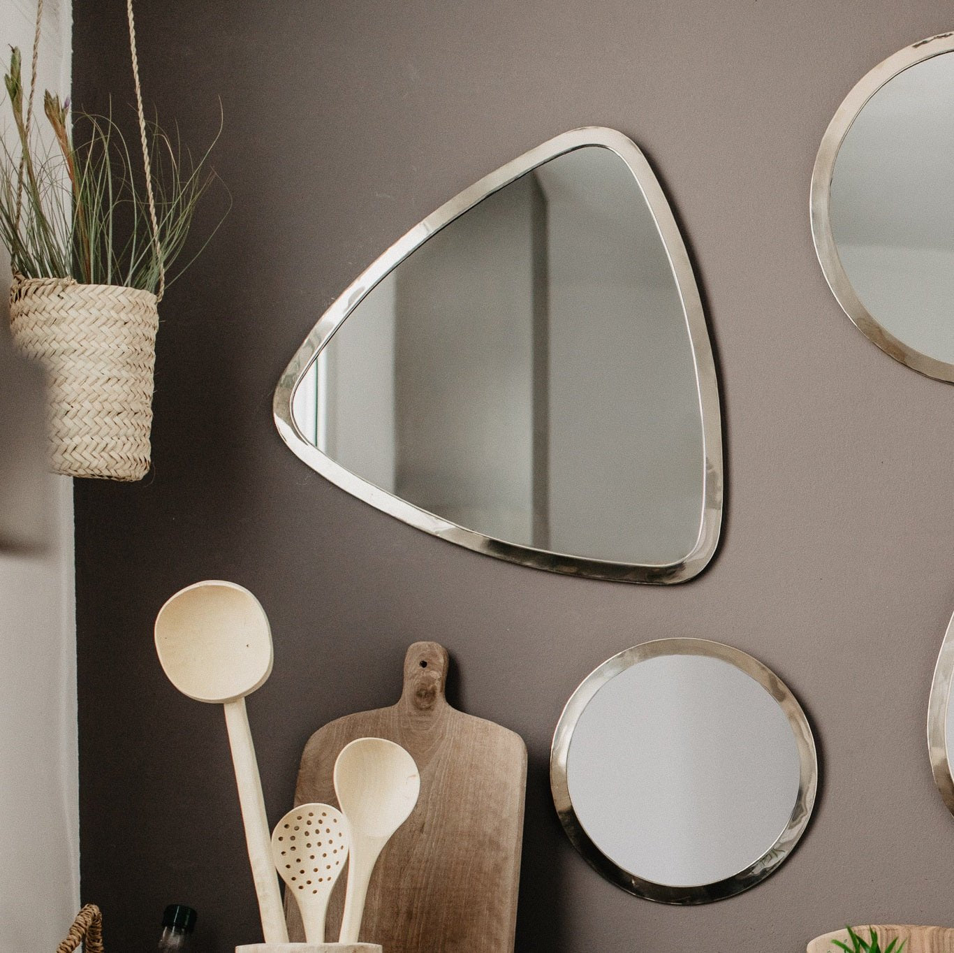 Miroir Triangle Argenté Métal - 4 Tailles Salle de Bain & Chambre - COSYDAR - DECO