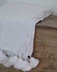 Plaid Coton avec Pompons Blanc M
