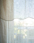 Rideau Voilage 100% Lin Ajustable avec Anneaux - Blanc et Naturel - COSYDAR - DECO
