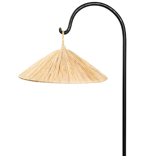 Détail du tressage de la suspension en raphia - forme parasol