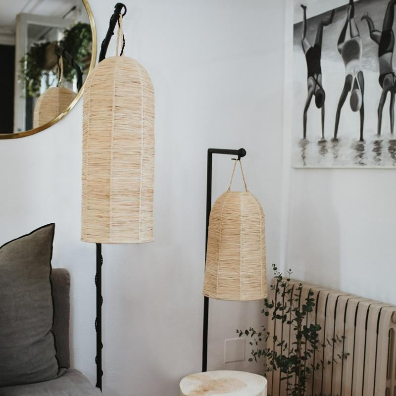 Abat-jour suspension TUBE 64 cm en raphia tressé à la main, vue d'ensemble – COSYDAR