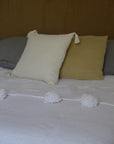 Plaid Coton avec Pompons Blanc L