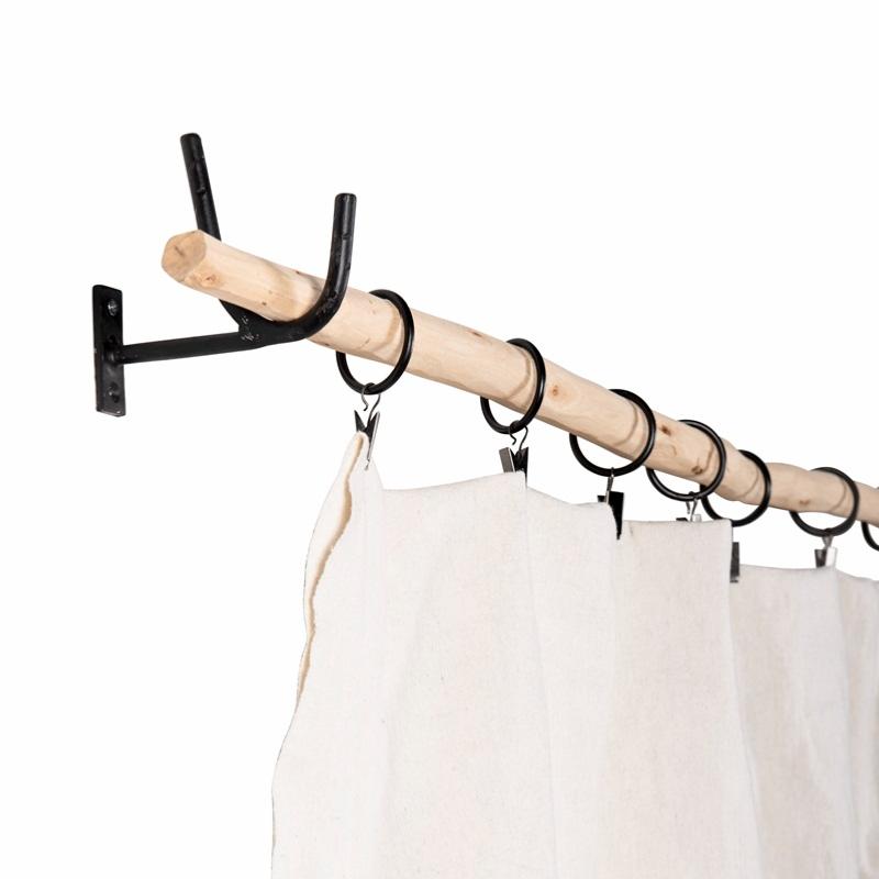 Anneaux en métal noir avec pinces intégrées pour tringle de rideaux - pour décoration minimaliste chaleureuse